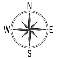Vector compass icon. White background.
