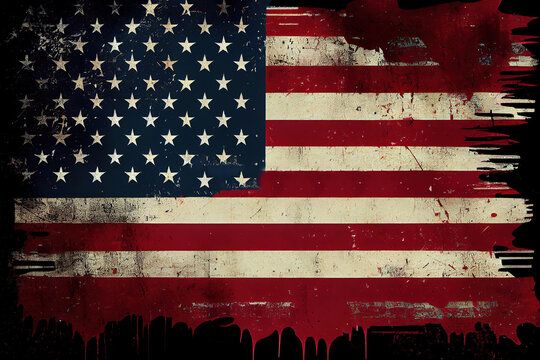 grunge textured flag of america. Generative Ai