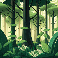 money in eco-friendly forest