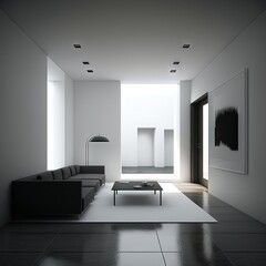 Architectural photography of a modern livingroom. Modern style interior design idea. Generative AI