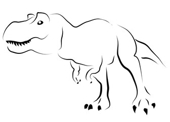 Criatura prehistórica. Dinosaurio Tyrannosaurus Rex o T-Rex. Ilustración aislada lineal estilizada