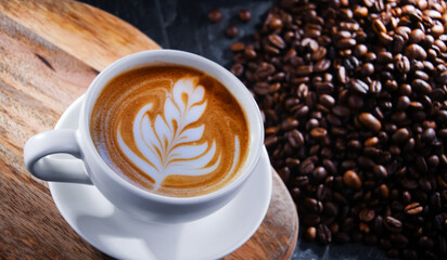 Composition with a cup of coffee