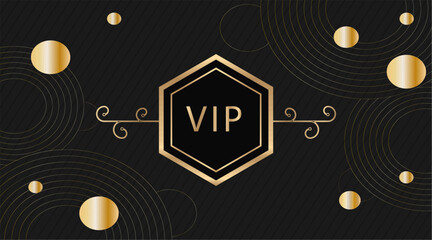 luxury gold and black premium vip card for club members only, background with elements, background with glowing circles