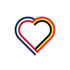 unity concept. heart ribbon icon of france and belgium flags. PNG