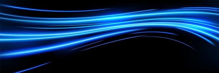 Abstract light speed motion effect, blue light line. Vector Illustration