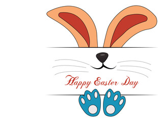 Happy Easter Day Bunny Vector Illustration and Colorful White Background