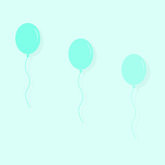 Pastel mint balloons float elevation gradient. Monochrome background.