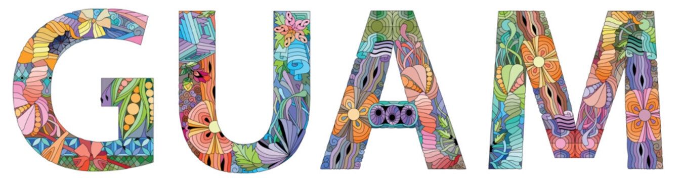 Guam is an organized, unincorporated territory of the United States in the Micronesia subregion of the western Pacific Ocean. Vector decorative zentangle object.