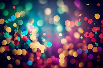 Colorful Confetti Flying Through the Air with a lot of Bokeh in the Background created with the help from generative AI