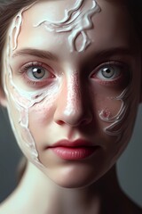 The face with cream. Generative AI. 