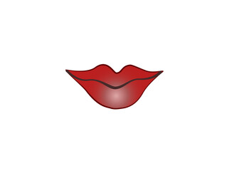 Red Lip icon . Woman lips symbol for your web site design. On white background.