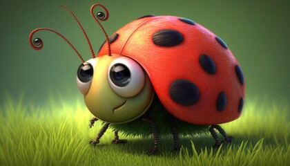 Cartoon ladybug ladybird, generative ai