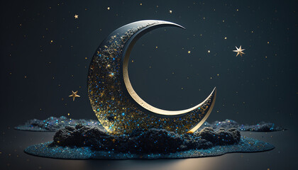 Obraz na płótnie Canvas Ramadan kareem islamic greetings background with moon