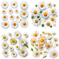 Daisies on a white background. Generative AI. 