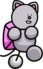 Naklejka premium リュックを背負って歩くにゃんまるのイラスト2 猫