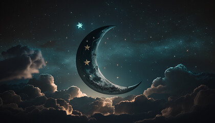 Obraz premium Ramadan kareem islamic greetings background with moon