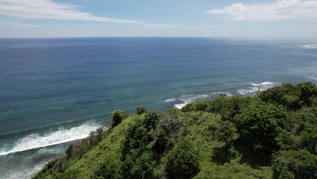 Aerial view of Bima beach and hills, Sumbawa island