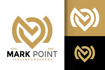 Letter m mark point logo vector icon illustration - obrazy, fototapety, plakaty