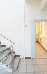 Office center, stairs, hall of the 5th floor
