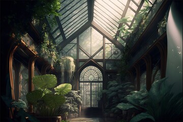 nice greenhouse with lots of green plants and natural lights