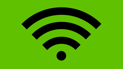 Wi-Fi icon. Simple internet symbol. Access point. Black Wi-Fi icon on a green background