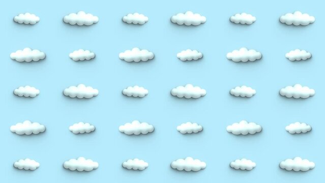 流れる雲の3Dイラスト背景（ブルー・10秒ループ）