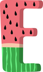 Watermelon letter E