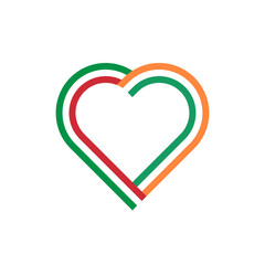 unity concept. heart ribbon icon of italy and ireland flags. PNG