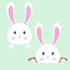 Set of cute rabbits, easter decoration