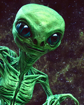 Alien with a lime-green skin