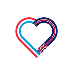  unity concept. heart ribbon icon of luxembourg and united kingdom flags. PNG