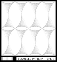 Seamless pattern. Horizontal spirals. Stipple halftone dotted texture. Retrofuturistic vector template