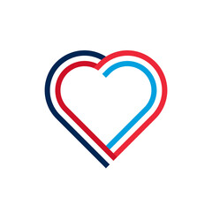 unity concept. heart ribbon icon of france and luxembourg flags. PNG