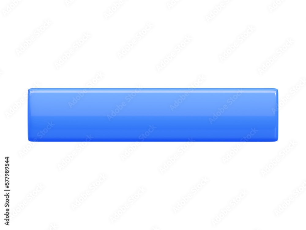 Poster rectangular long button with rounded and sharp borders 3d render illustration.