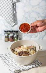 Today's menu is crab stew