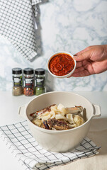 Today's menu is crab stew