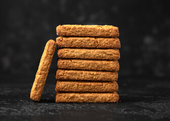 Stack of Honey Oat Granola Bars. Healthy Protein snack