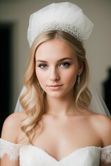 AI A portrait of a radiant 25-year-old bride beaming with joy in her elegant wedding dress.
Captivating and radiant, this 25-year-old bride exudes happiness and beauty in her stunning wedding gown, 