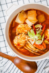 Today's menu is spicy crab stew