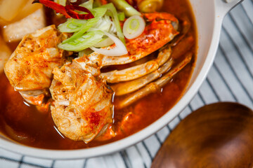 Today's menu is spicy crab stew