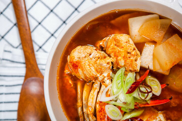 Today's menu is spicy crab stew