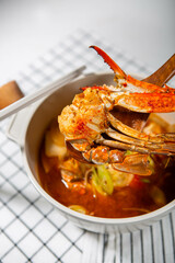 Today's menu is spicy crab stew