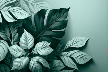 Tropical leaves background. Generative AI