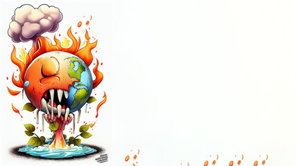 Climate change background banner, Global warming illustration artwork vy generative AI