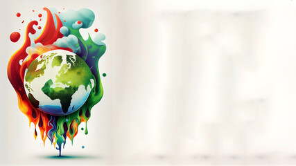 Climate change background banner, Global warming illustration artwork vy generative AI