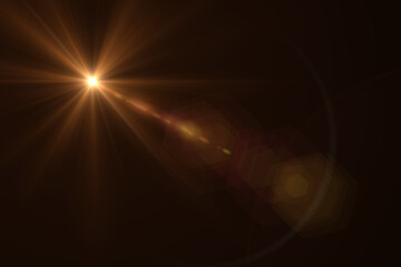 Natural, lens flare on the black background