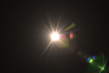 Natural, lens flare on the black background