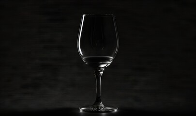  a wine glass sitting on a table in a dark room with only one stem in the glass and the rest of the wine glass visible.  generative ai
