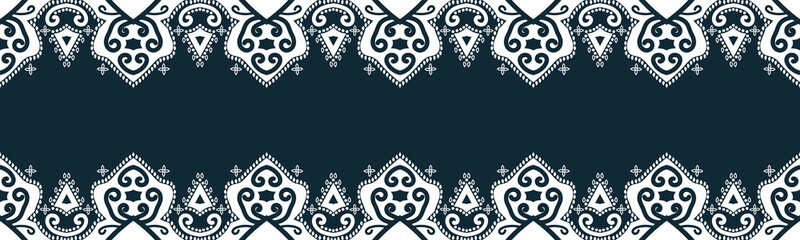 seamless pattern abstract ethnic geometric embroidery design repeating background texture in black and white.wallpaper and clothing. EP.43