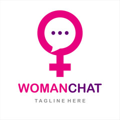 Woman chat logo design vector icon template